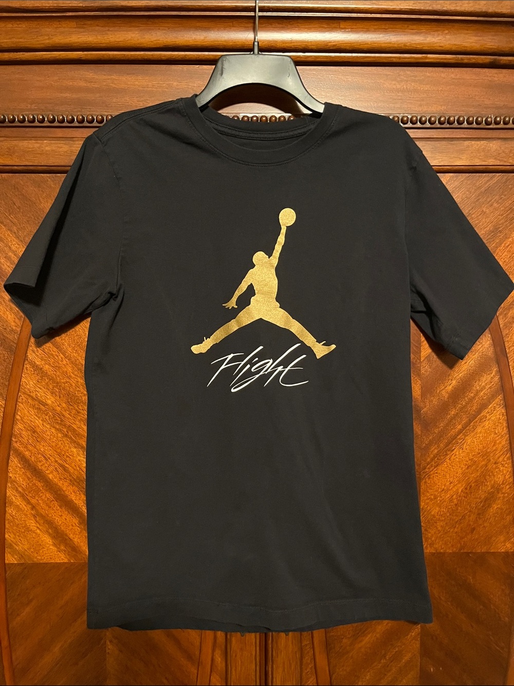 Jordan Flight T-Shirt in Black with Gold Logo